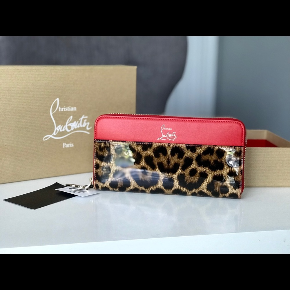 Louboutin leopard-print leather wallet